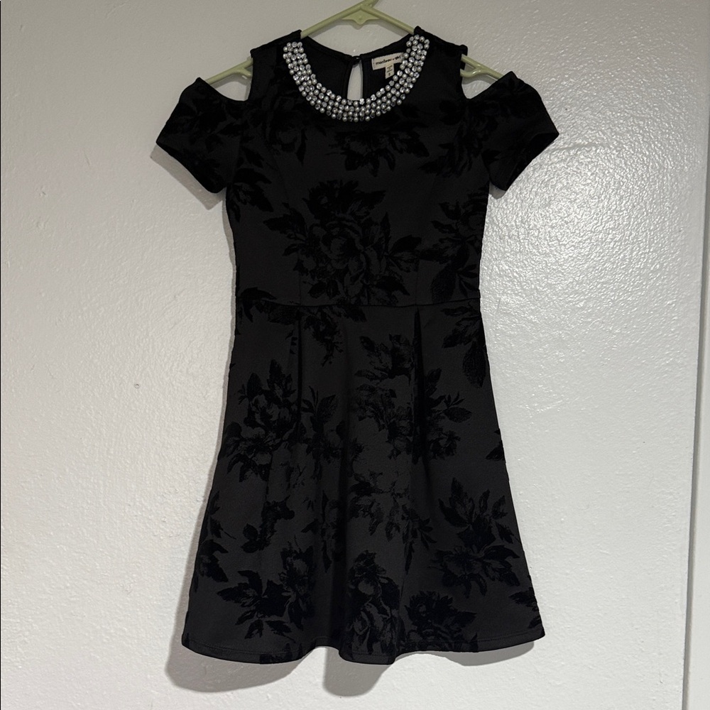 Monteau Black Dress with Pearl Accents